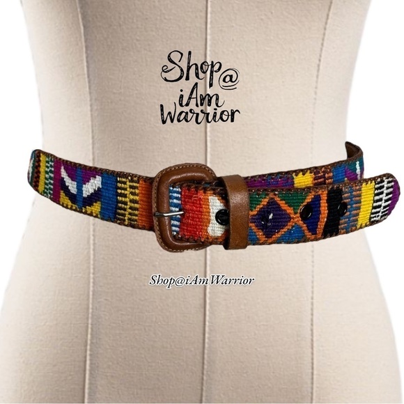 Guatemalan genuine leather hand made embroidered unisex belt *shop@iamwarrior main image 12